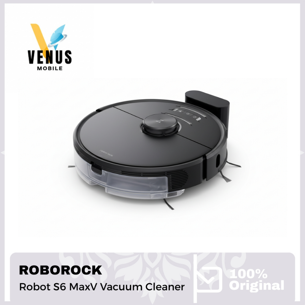 Roborock S6 MaxV Robot Vacuum Cleaner 2500Pa LiDAR AI Kamera Hitam