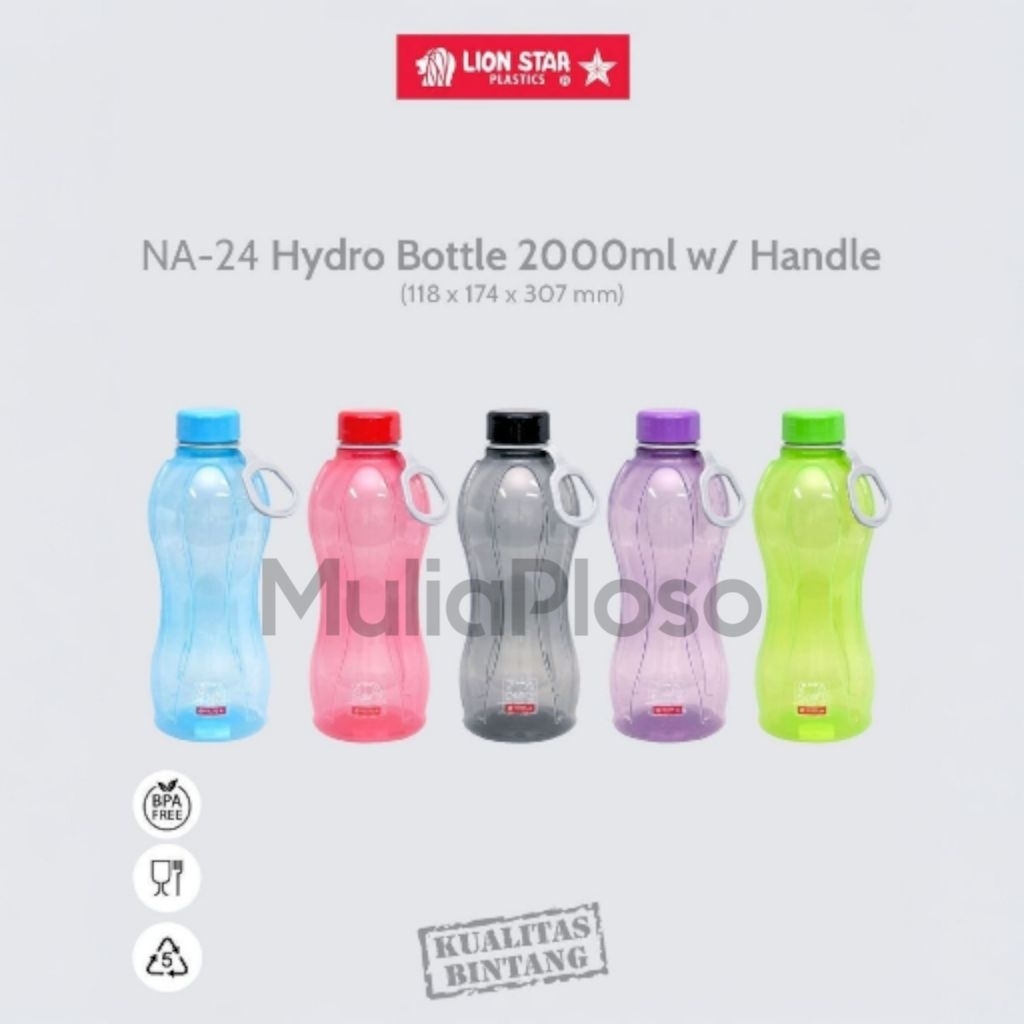Botol LION STAR HYDRO BOTTLE 2000ML +Handle  Botol Minum Plastik Jumbo 2Liter Model TUPPERWARE PP5 B