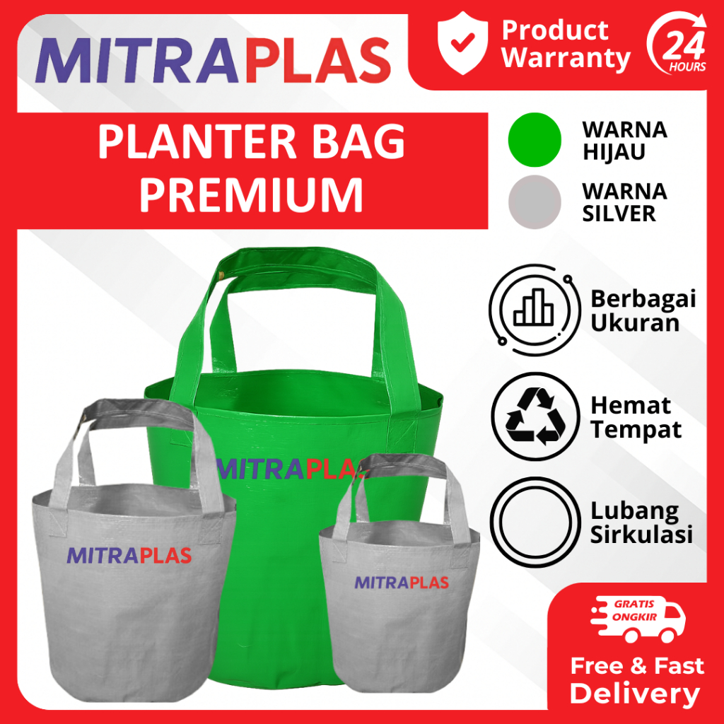 Mitraplas –  Planter Bag Pot Tanaman Terpal Tebal untuk Sayur & Buah (Banyak Ukuran)