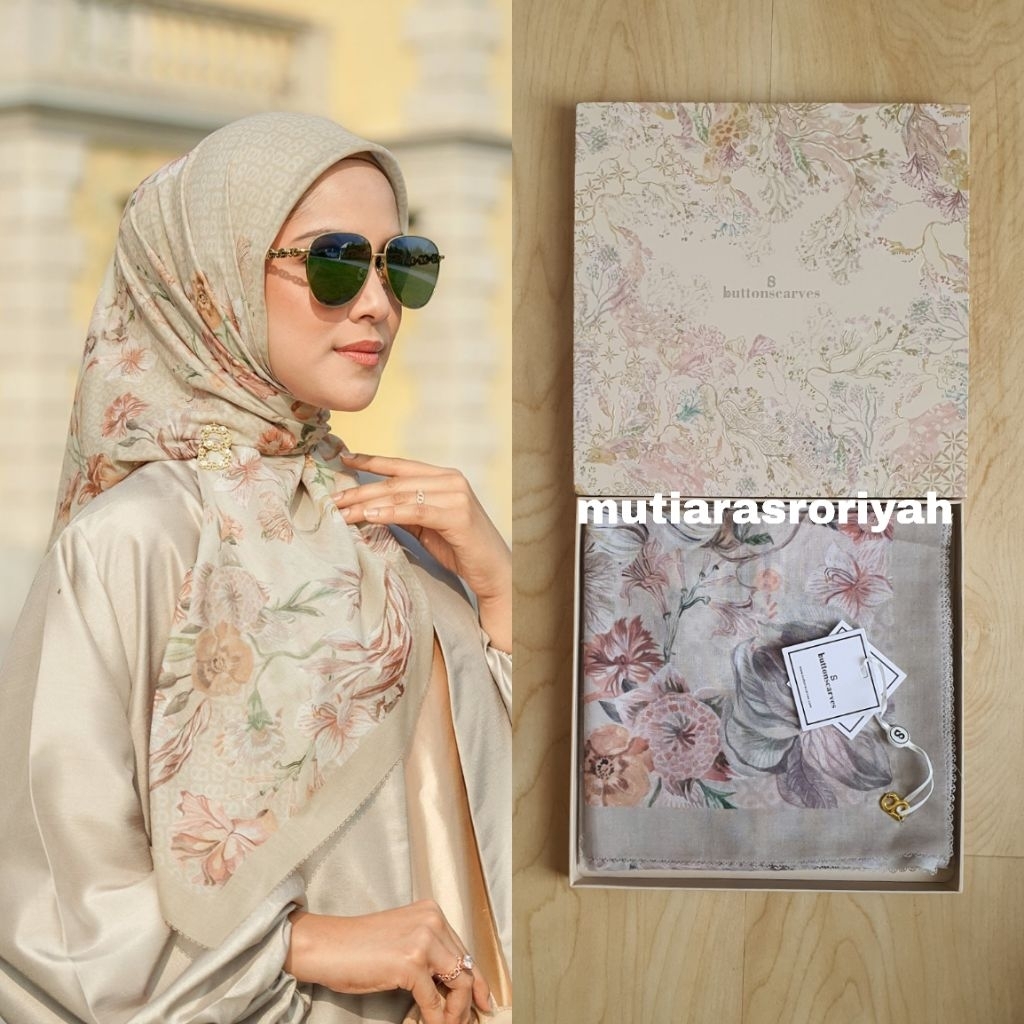 READY STOCK Buttonscarves Farra Scarf Dandelion Square Voal Voile As Is New with Box BS Modinity War