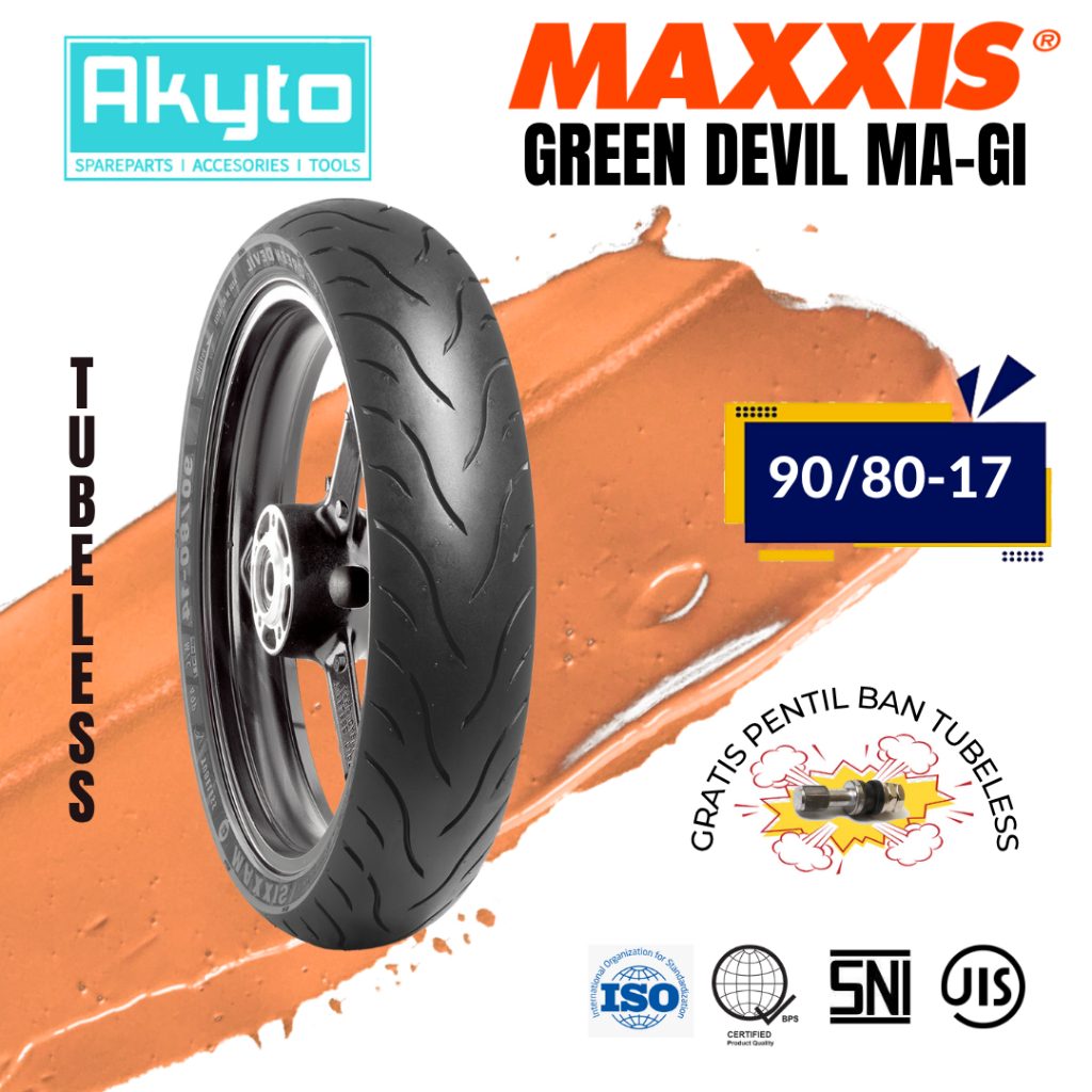 [BAN TUBELESS] MAXXIS GREEN DEVIL 90/80-17 FREE PENTIL / BAN MOTOR GEDE SPORT RING 17 R17 MA-G1