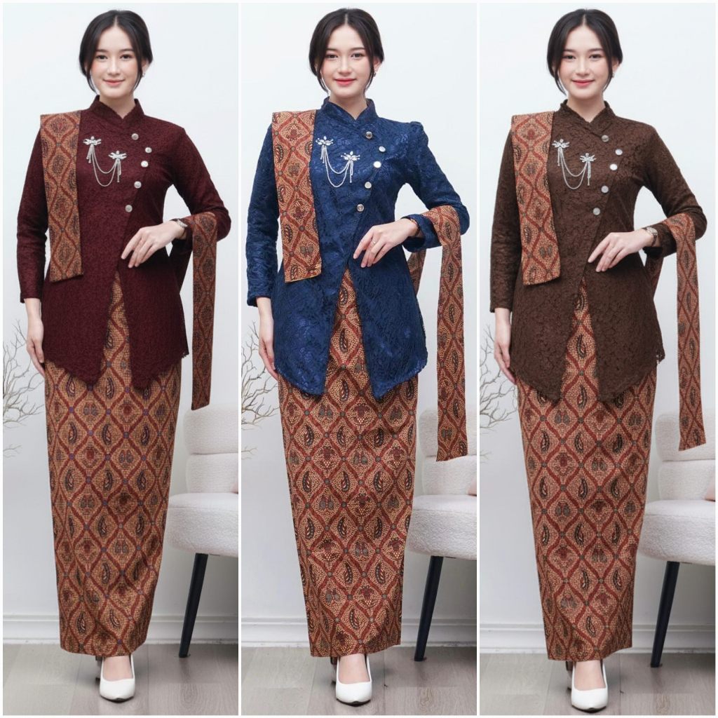 Set Kebaya Janggan Wanita Jawa Tradisional Payet Handmade Busui Friendly Kebaya Wisuda Lamaran Tunan