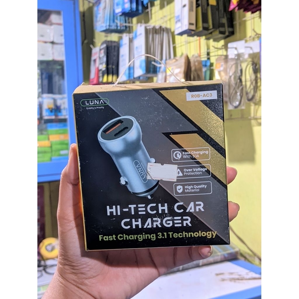 LUNA Hi-Tech Car Charger Dual Port R08-AC3 Fast Charging 3.1A – Charger Mobil USB Ganda, Isi Daya HP