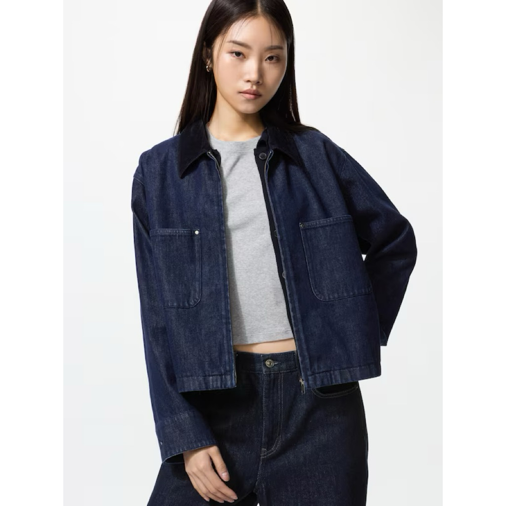 [ New ] UNIQLO - Zip Up Short Jacket in Navy Size S | HB 699k | Not Preloved
