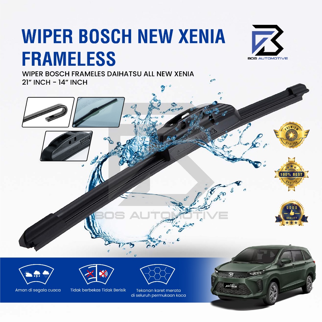 Wiper Blade BOSCH Clear Frameless Karet | Advantage Besi Kipas Kaca Depan Mobil DAIHATSU ALL NEW XEN