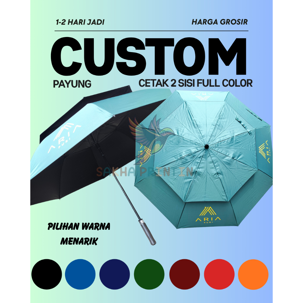 Payung Custom/Payung Golf Custom/Payung Golf 2 Layer/Payung Golf Souvenir/Payung Golf Promosi/Payung