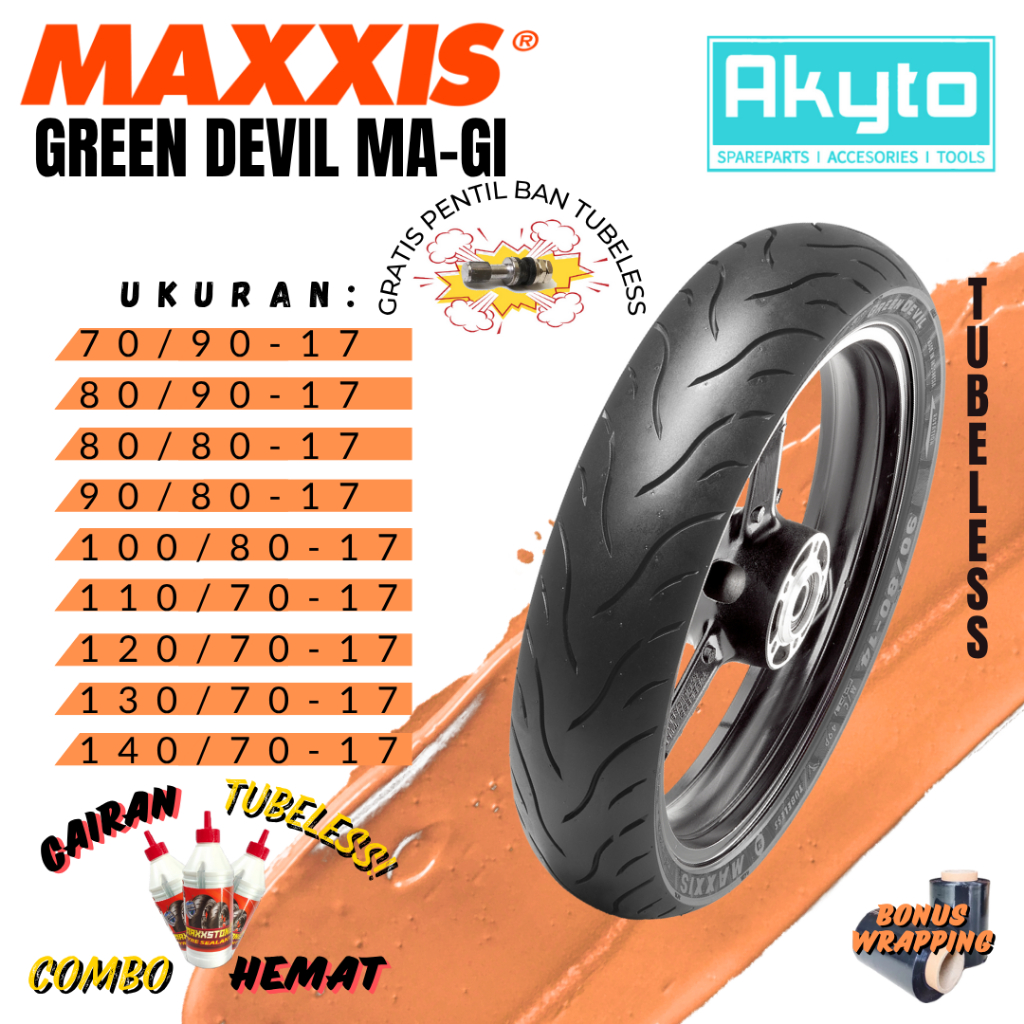 [MAXXIS] GREEN DEVIL MA-G1 RING 17 / DUAL COMPOUND / MEDIUM COMPOUND / BAN MOTOR TUBELESS RING 17 / 