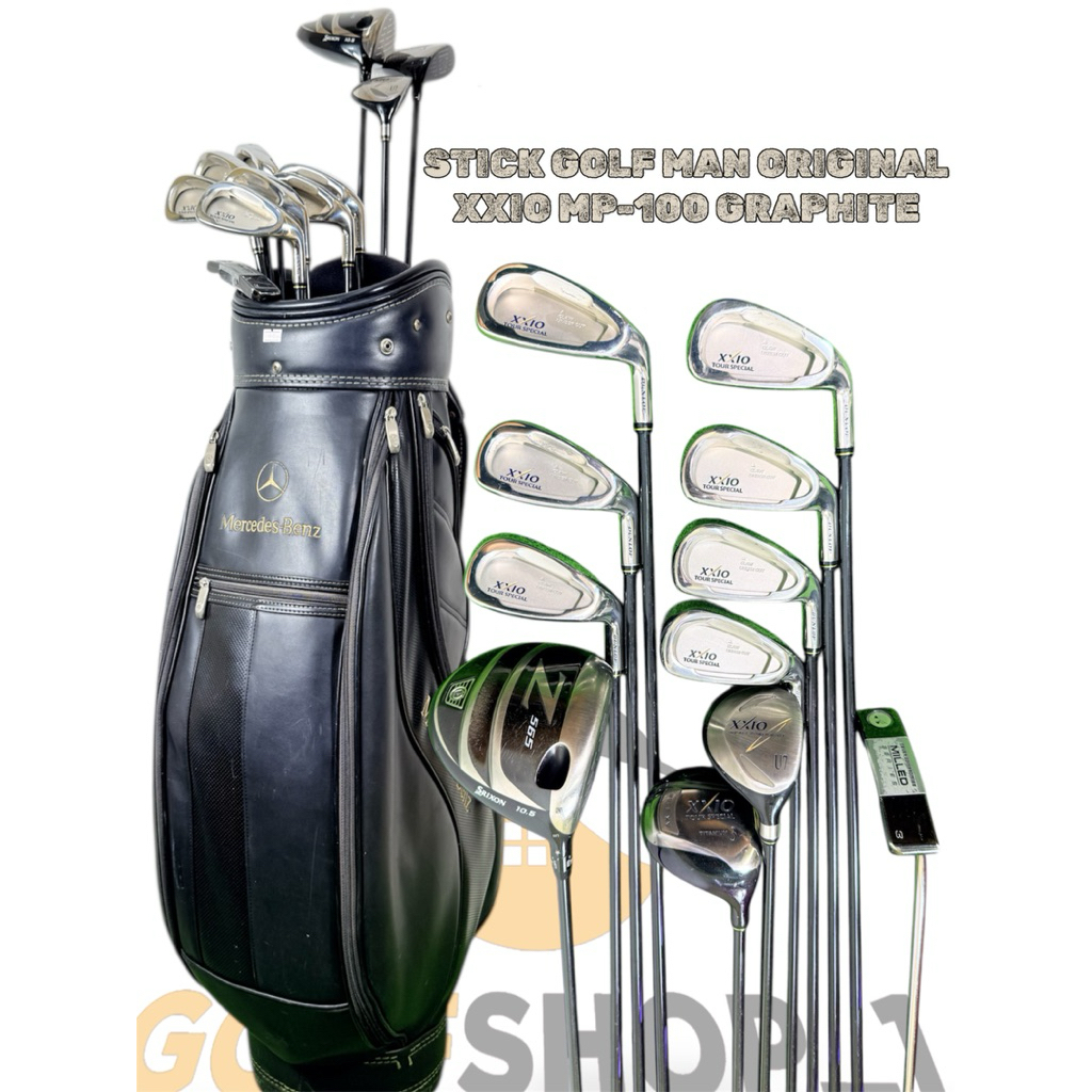 Set Stick Golf Man Second Original Fullset Bag Golf XXIO MP-100 Shaft Graphite Flek Reguler