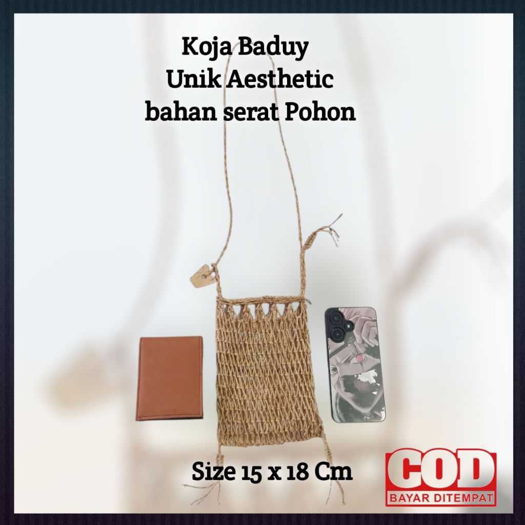 Tas Koja Baduy Original – Wadah HP & Dompet Bahan Full Serat Pohon Handmade Ramah Lingkungan