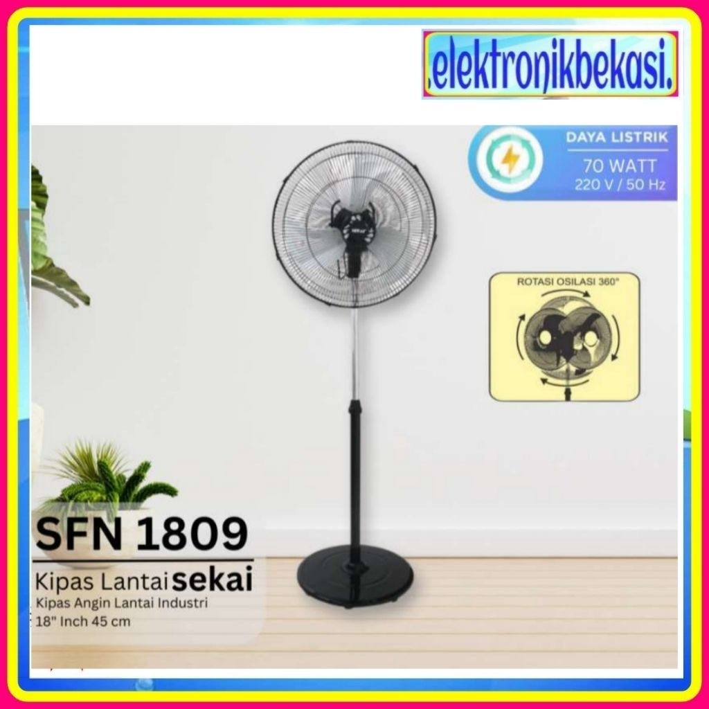 STAND FAN SEKAI SFN 1809 / KIPAS ANGIN BERDIRI SEKAI 18 INCH / SEKAI SFN1809
