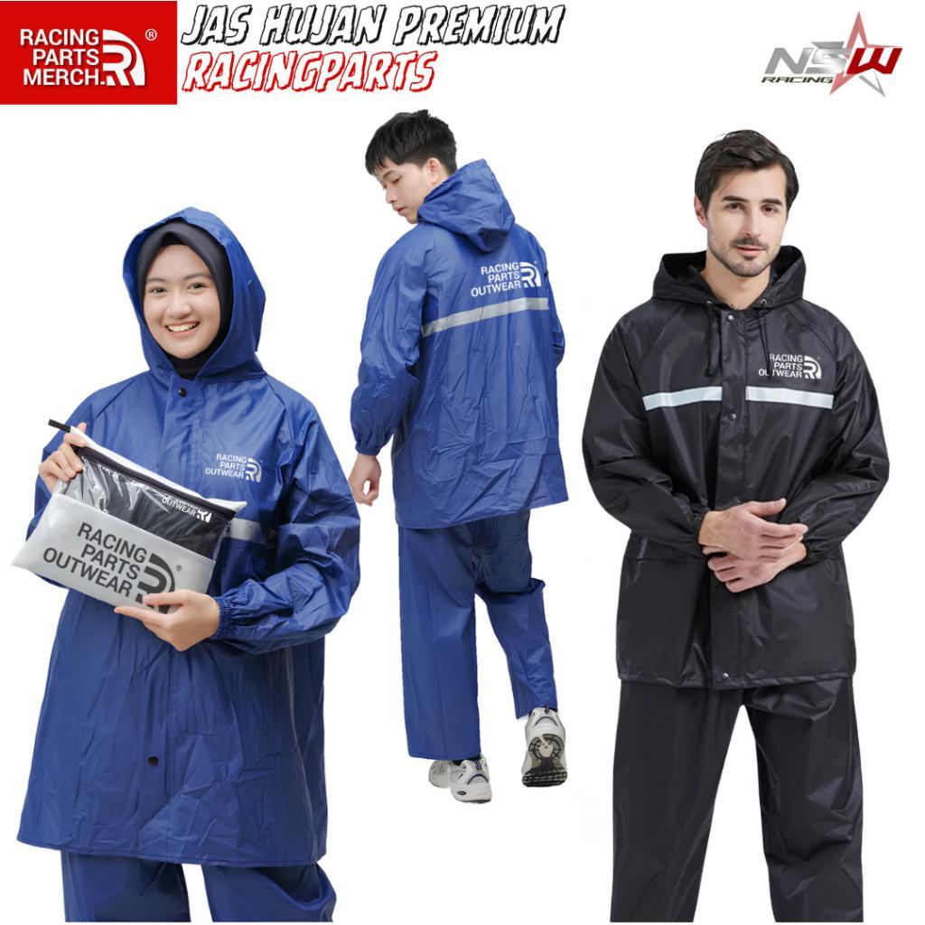 JAS HUJAN RACINGPARTS SETELAN PRIA DAN WANITA BAHAN TEBAL KARET PVC JAS HUJAN PONCO AXIO