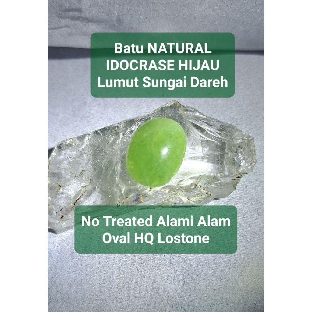 Batu Natural Idocrase Hijau Lumut Sungai Dareh Crystal Pmikat alami alam