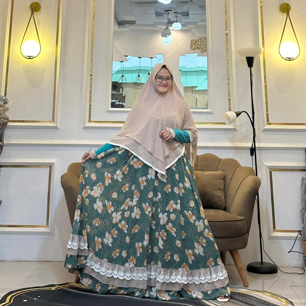 Gamis Ceruty Babydoll Printing Set Hijab