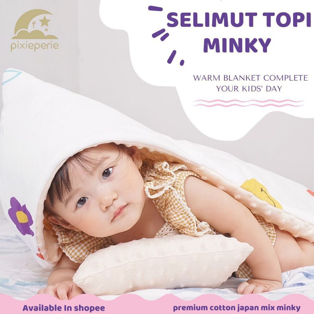 selimut minky katun jepang/ selimut topi/ selimut topi bayi/ selimut topi bayi murah