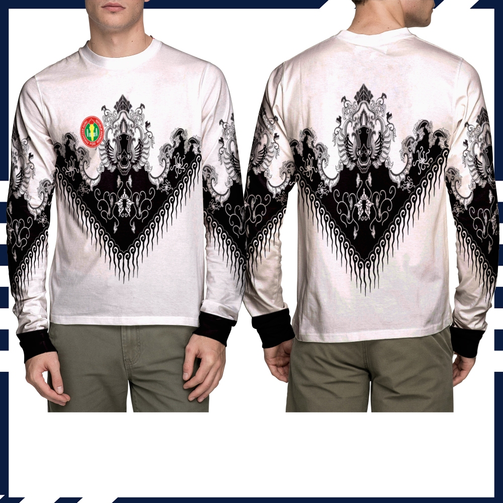 Baju Kaos Seragam Batik PGRI Pria Lengan Panjang Printing