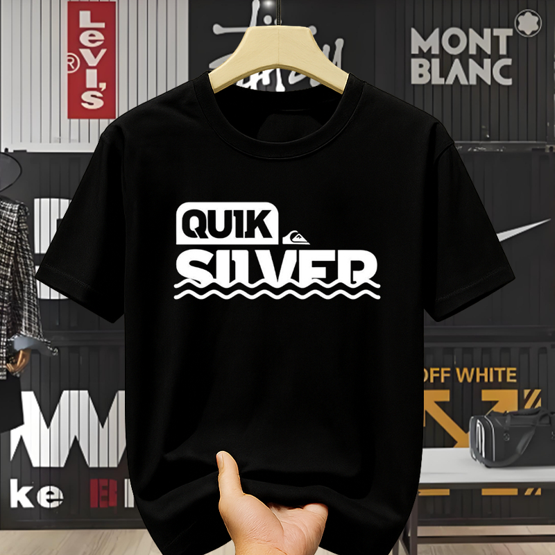 QUIKSILVER Original Kaos Lengan Pendek Katun Tebal Pria Gaya Casual Modern Musim Panas 2025