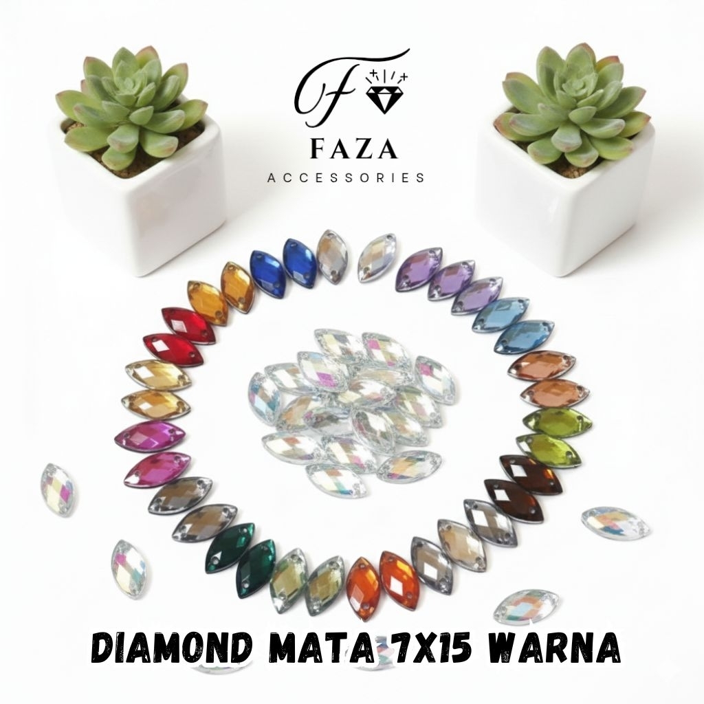 [500 Pcs] Diamond Mata Sipit 7x15 Warna / Payet Tempel / Diamond Tempel / Diamond Payet Tempel / Mat