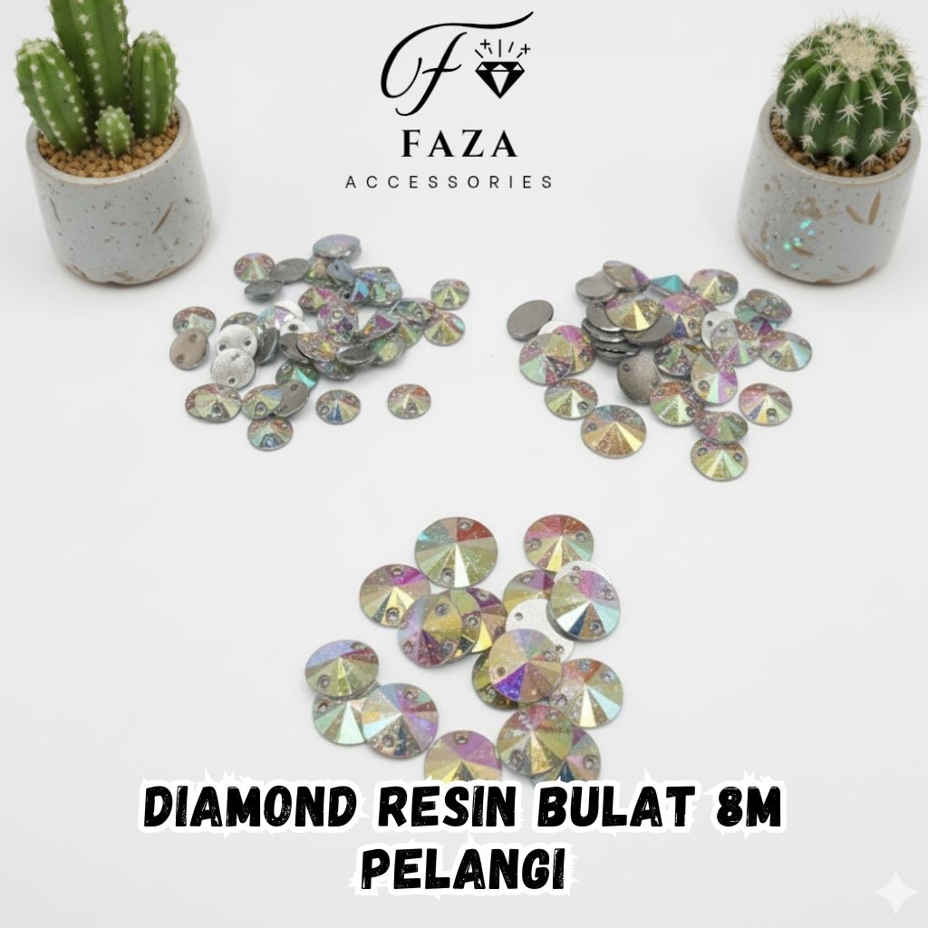[100 Pcs] Diamond Resin Bulat 8MM Ab/Pelangi / Payet Resin / Mute Resin / Diamond Bulat / Payet Bula