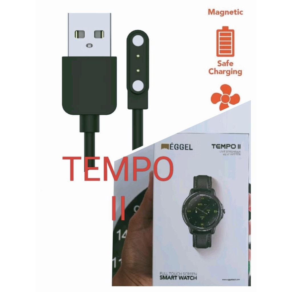 Eggel Tempo II Kabel Charger Smartwatch Eggel Tempo 2 Magnetic 2 Pin Kabel Casan Jam Tangan