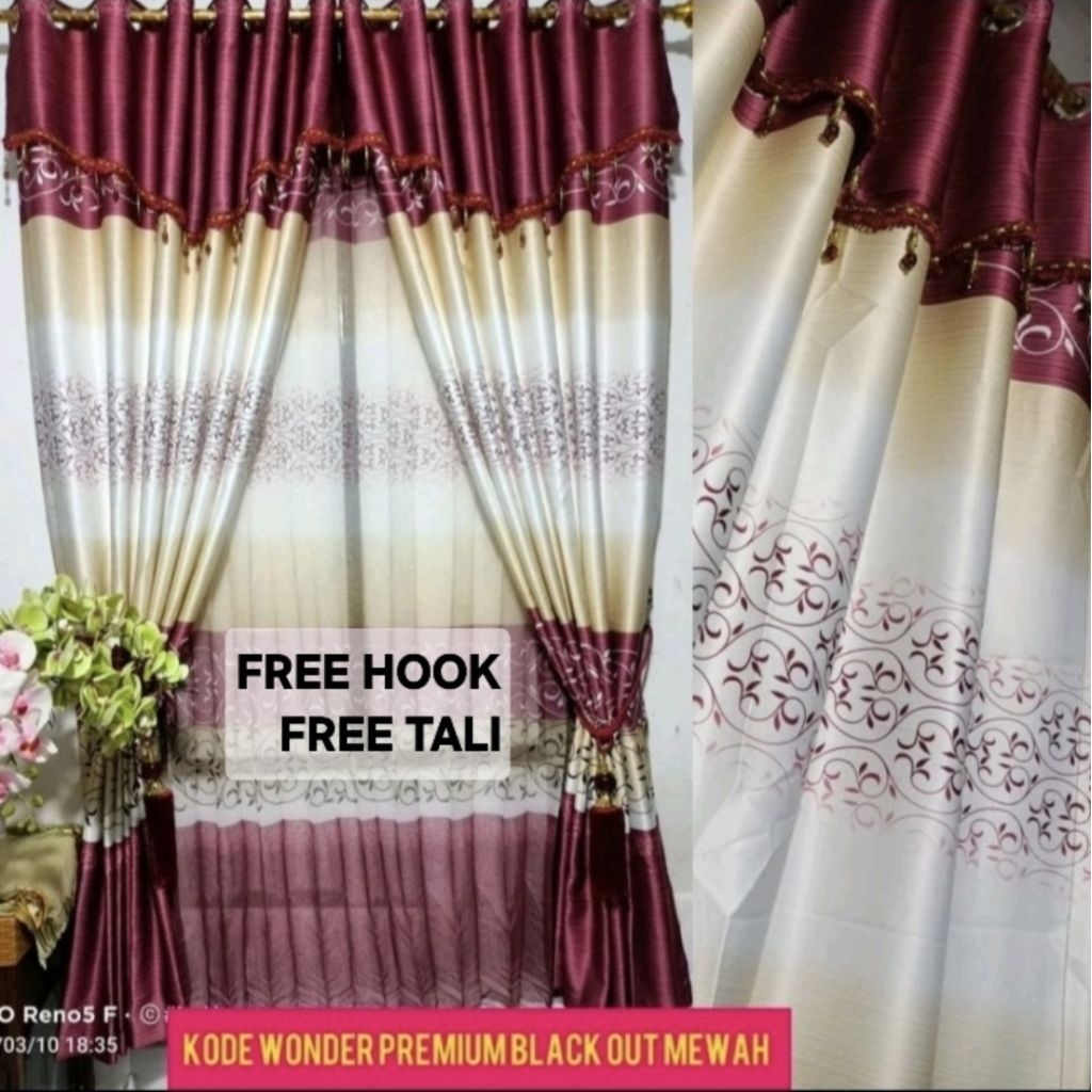 gorden jendela gorden pintu blackout poni gabung  mewah 12 ring 6 gelombang