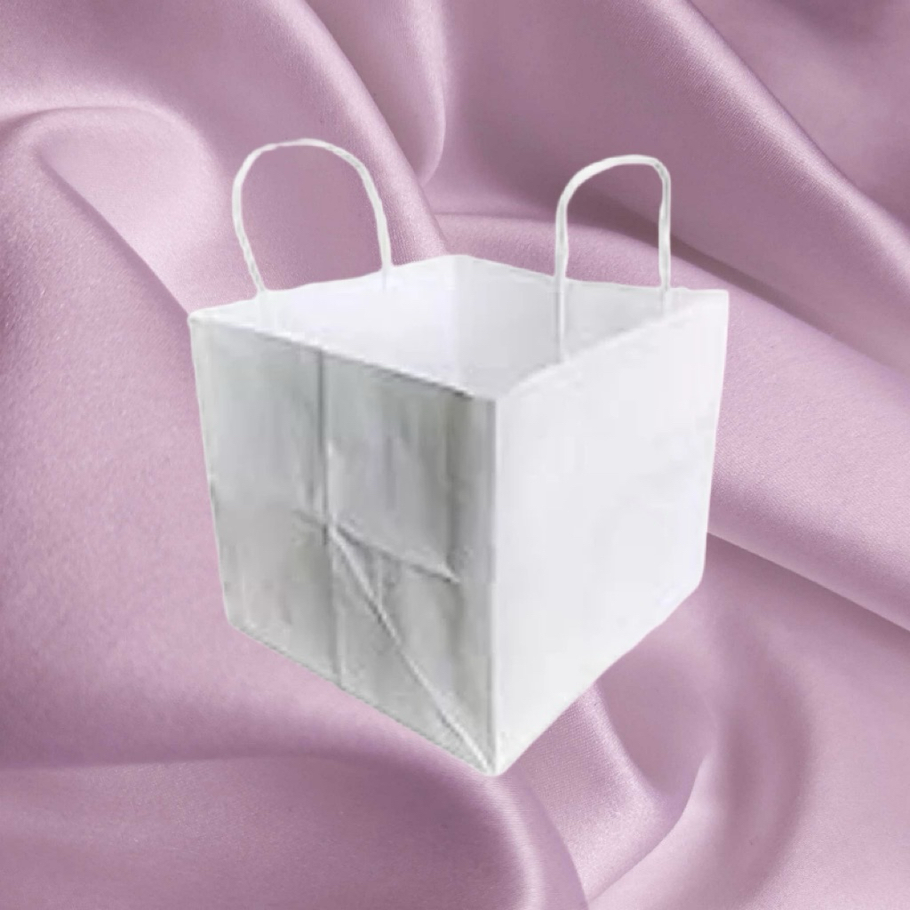 PAPERBAG PUTIH POLOS 22X22X25 KETEBALAN 150GSM / PAPERBAG KRAFT PUTIH POLOS 22X22X25 / PAPERBAG PUTI