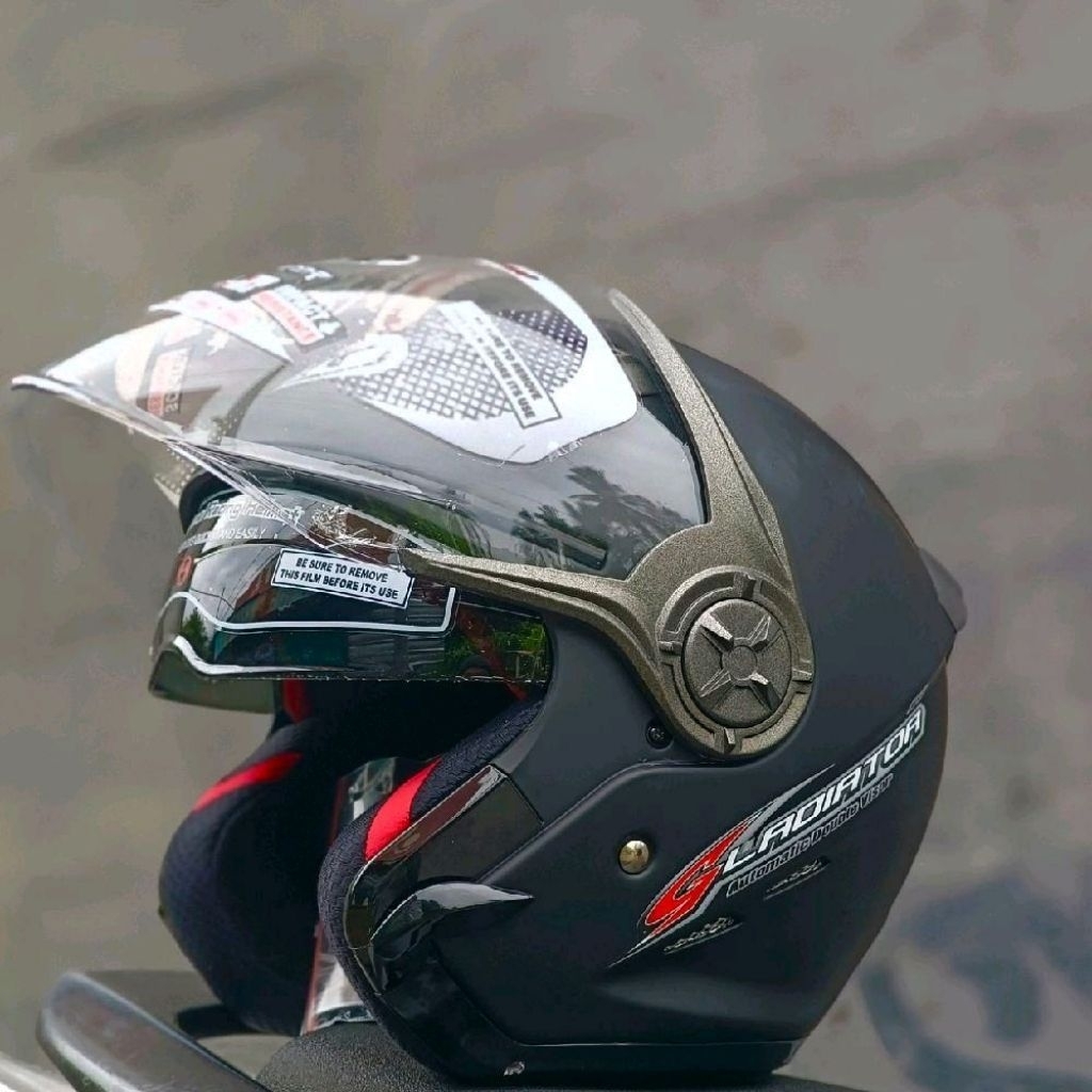 HELM NHK GLADIATOR SOLID BLACK DOP, DOBLE VISOR ,HELM NHK GLADIATOR ORIGINAL