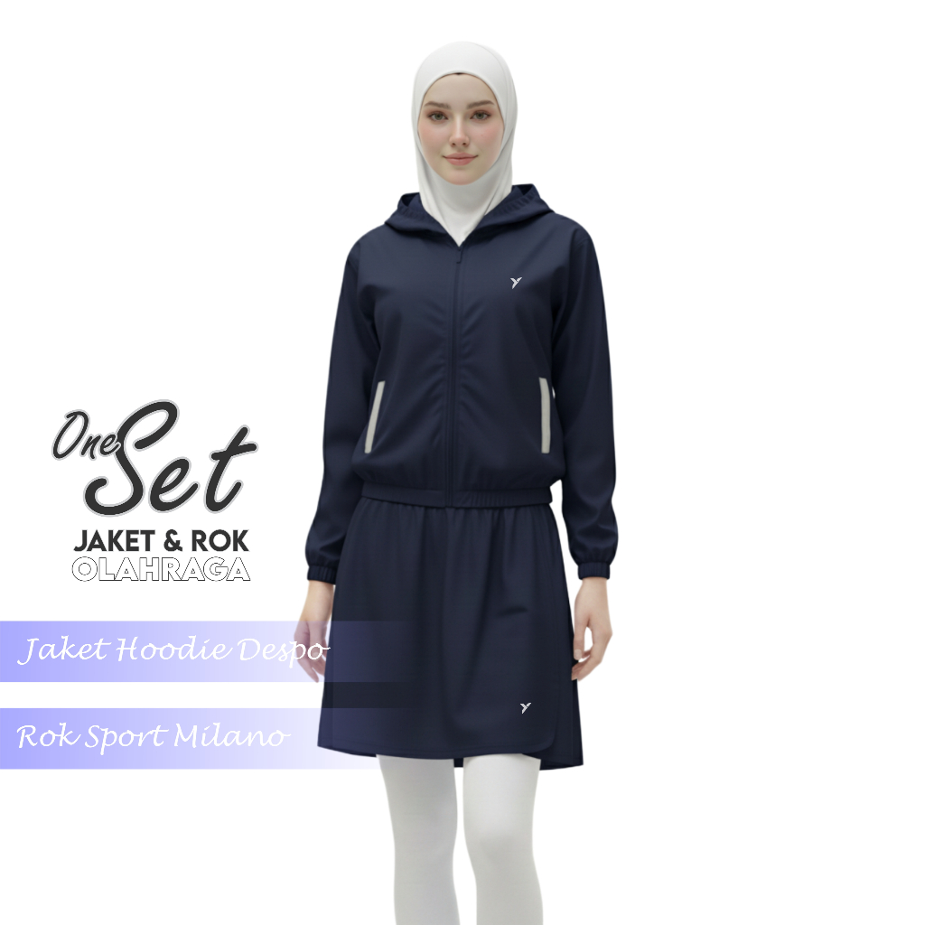 YUKANATA.ID - Setelan Training Wanita Jaket Despo Rok Milano Modis Nyaman Tidak Menerawang