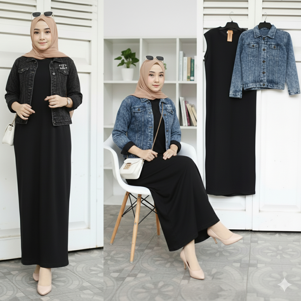 RNA ONE SET JAKET JEANS MIX INER DRES CROP SETELAN WANITA KEKINIAN TERBARU