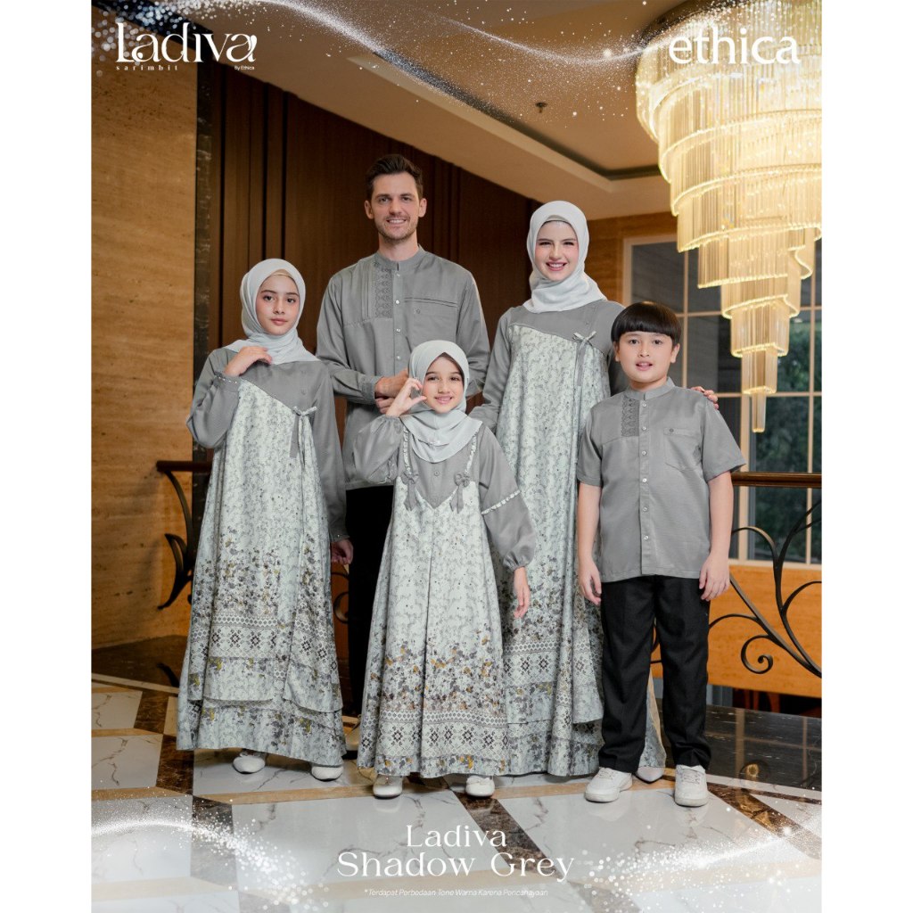 READY ETHICA LADIVA SHADOW GREY Sarimbit Keluarga 2026 | Gamis Koko Sarimbit Keluarga ORI ETHICA | C