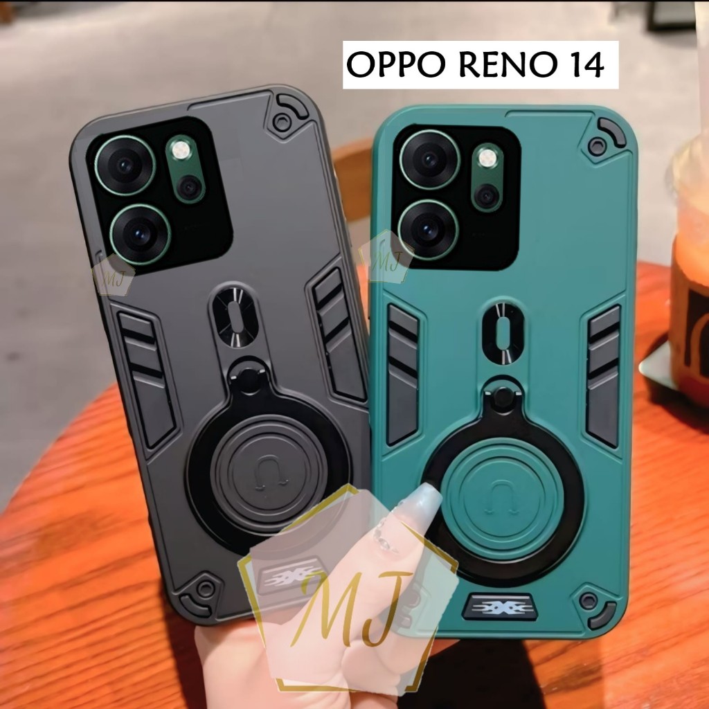 Casing Hp Oppo Reno 14 Case Robot Fiber Ring 360 Ring Case Pro Camera Cover Handphone