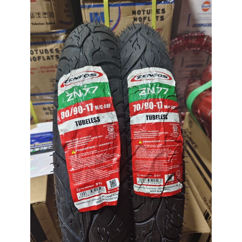 BAN LUAR TUBELES ZENEOS ZN 77 DAN ZN 62 (70/90-17 DAN 80/90-17) BAN MOTOR BEBEL SUPRA KARISMA JUPITE