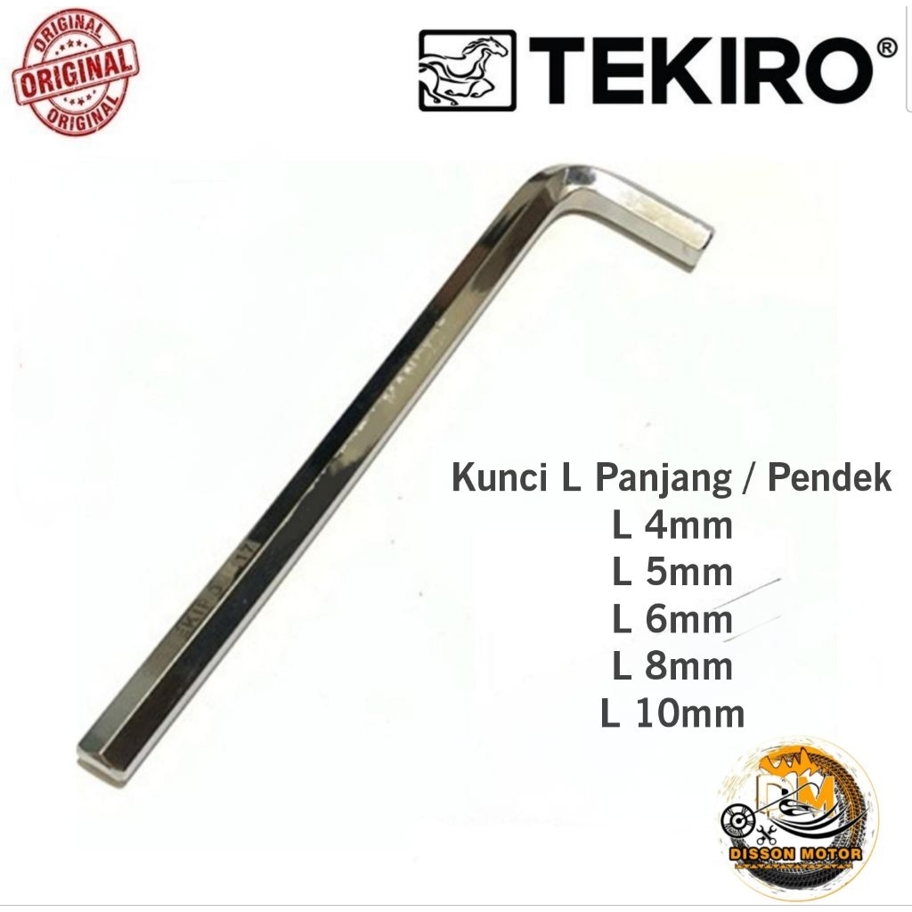 Kunci L Tekiro Panjang  / Pendek Satuan L 4mm / 5mm / 6mm / 8mm / 10mm Kunci Tekiro L  Original