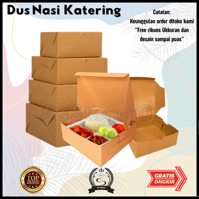 Kardus Box Nasi Catering 20x20 / Dus Box Besek Kotak Nasi  20 x 20 Rice Box nasi kotak ikan bakar