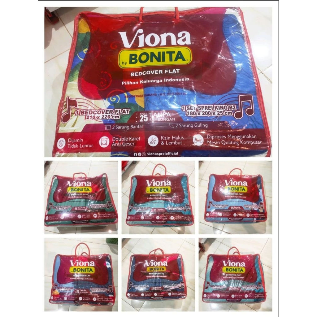 BEDCOVER SET BONITA VIONA UKURAN 180X200
