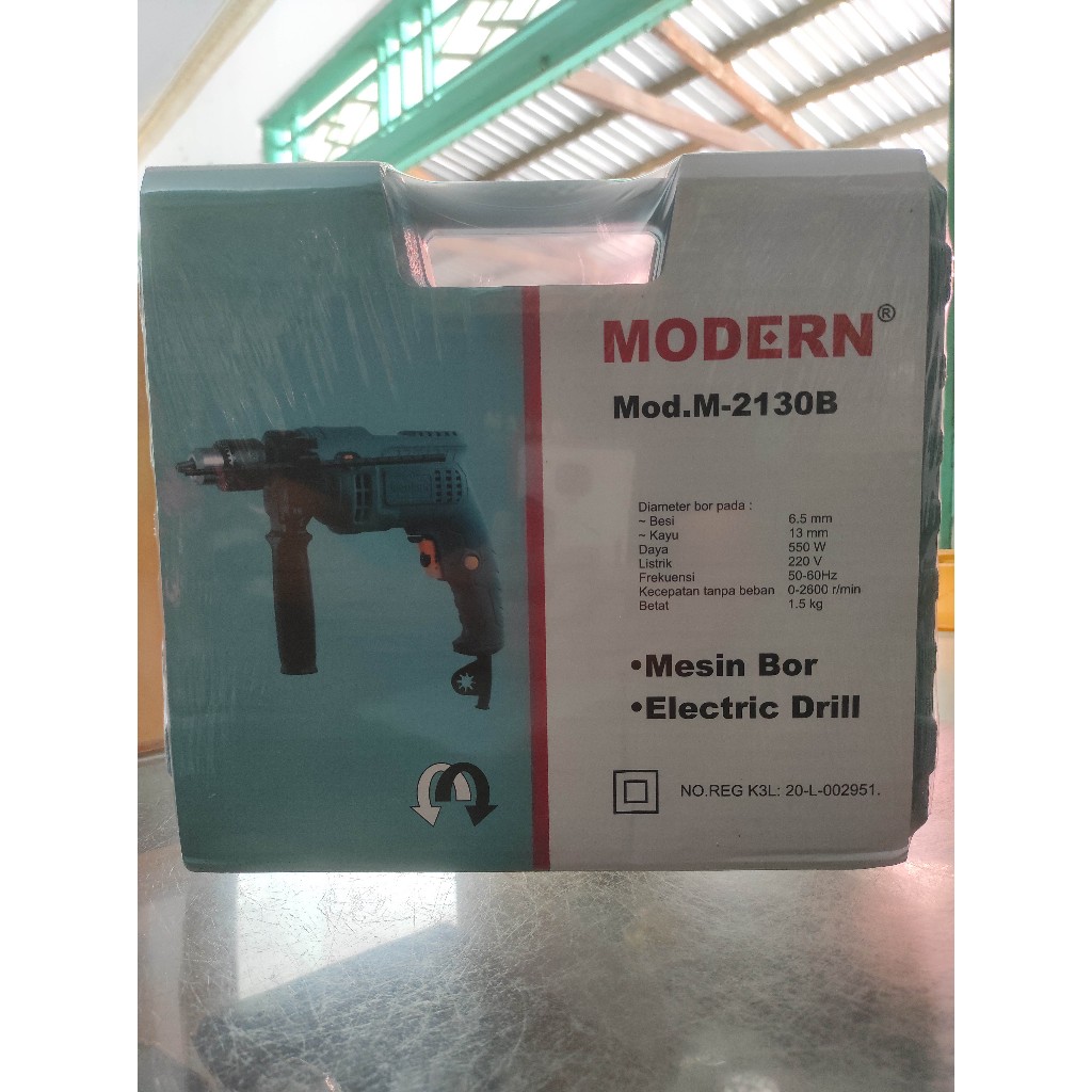 BOR TANGAN 13MM MODERN M-2130B BOR LISTRIK SATU SET KOPER