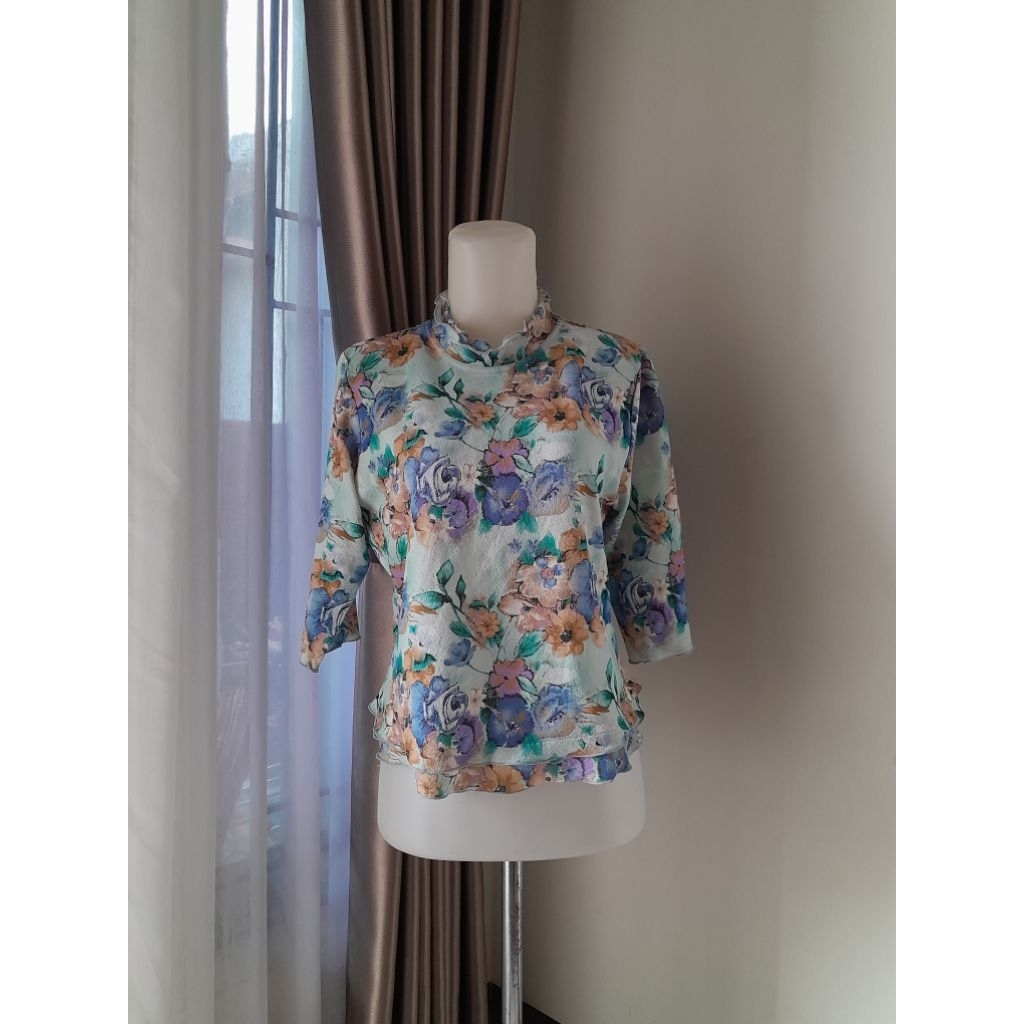 Floral Blouse Top, Floral Vintage Blouse, Blouse Bunga Vintage