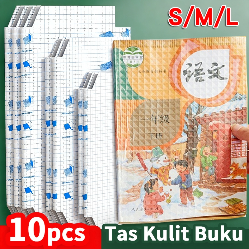 10pcs Stiker Sampul Buku Plastik Tidak Perlu Lem Waterproof Sampul Buku Stiker PVC