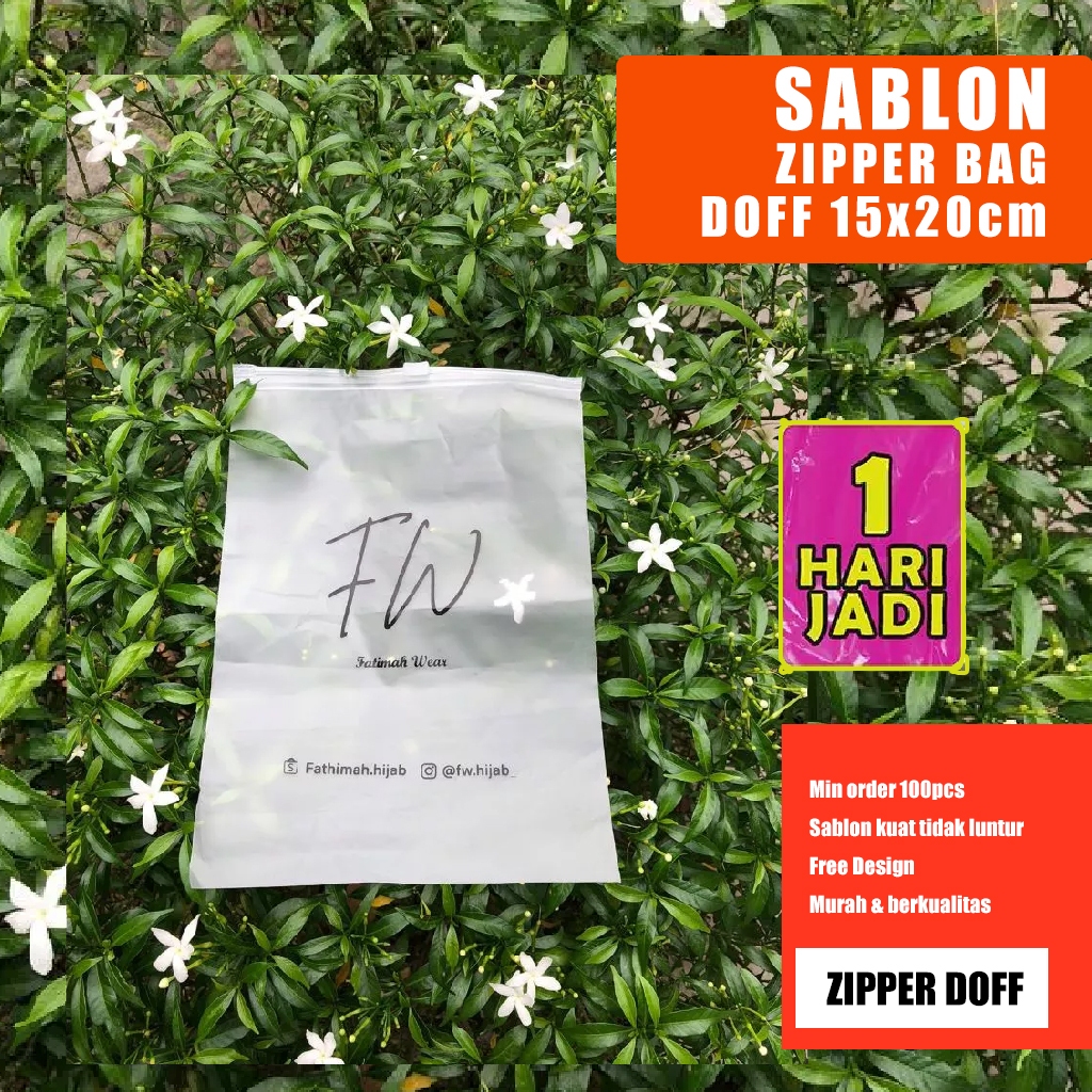 Zipper Bag Potrait Custom Sablon Free Desain Bahan Tebal 15x20cm