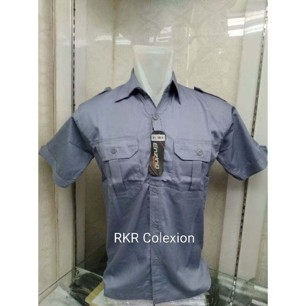 Kemeja PDL PDH Polos Lengan pendek Warna Abu/Kemeja Kantor Seragaman Pabrik Unisex Pria Dan Wanita