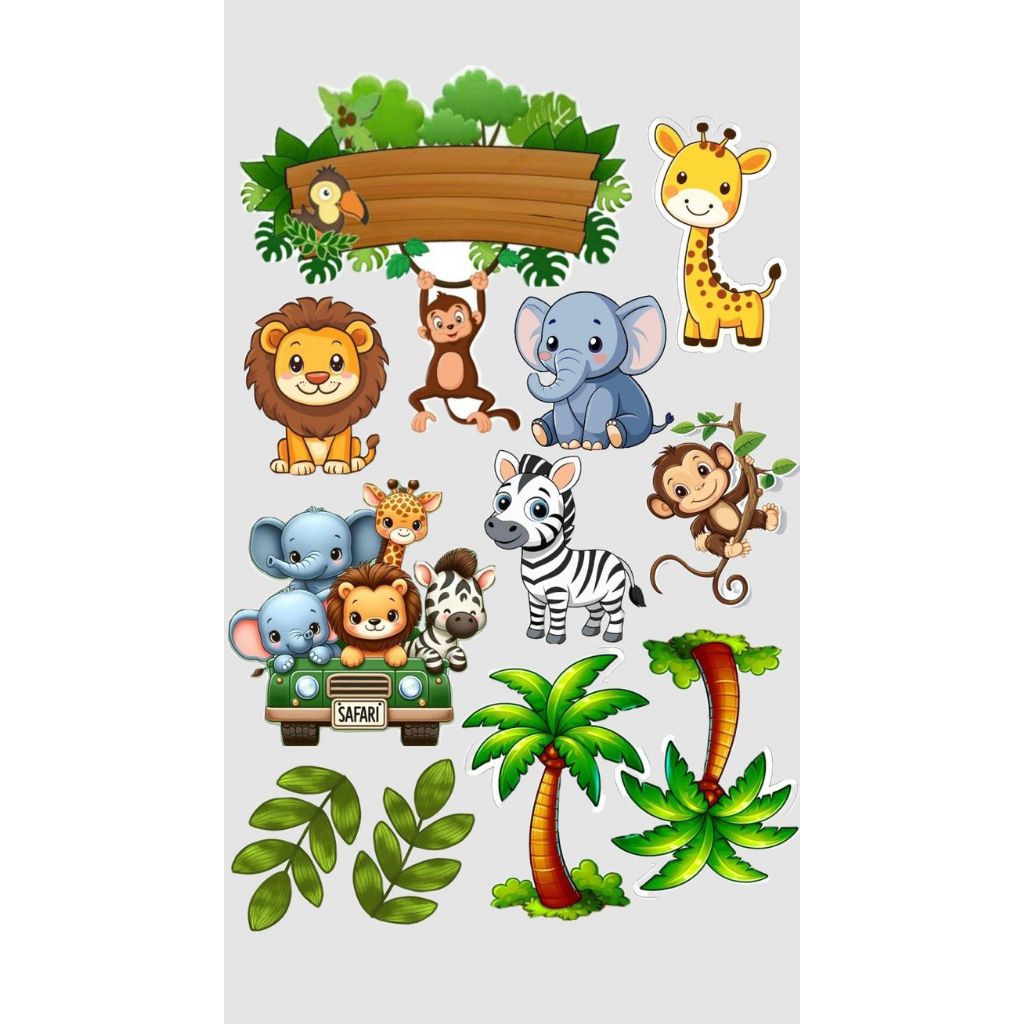 Topper ANIMAL l TOPPER Cake ANIMAL Custom NAMA/HIASAN Kue Ultah Tema ANIMAL