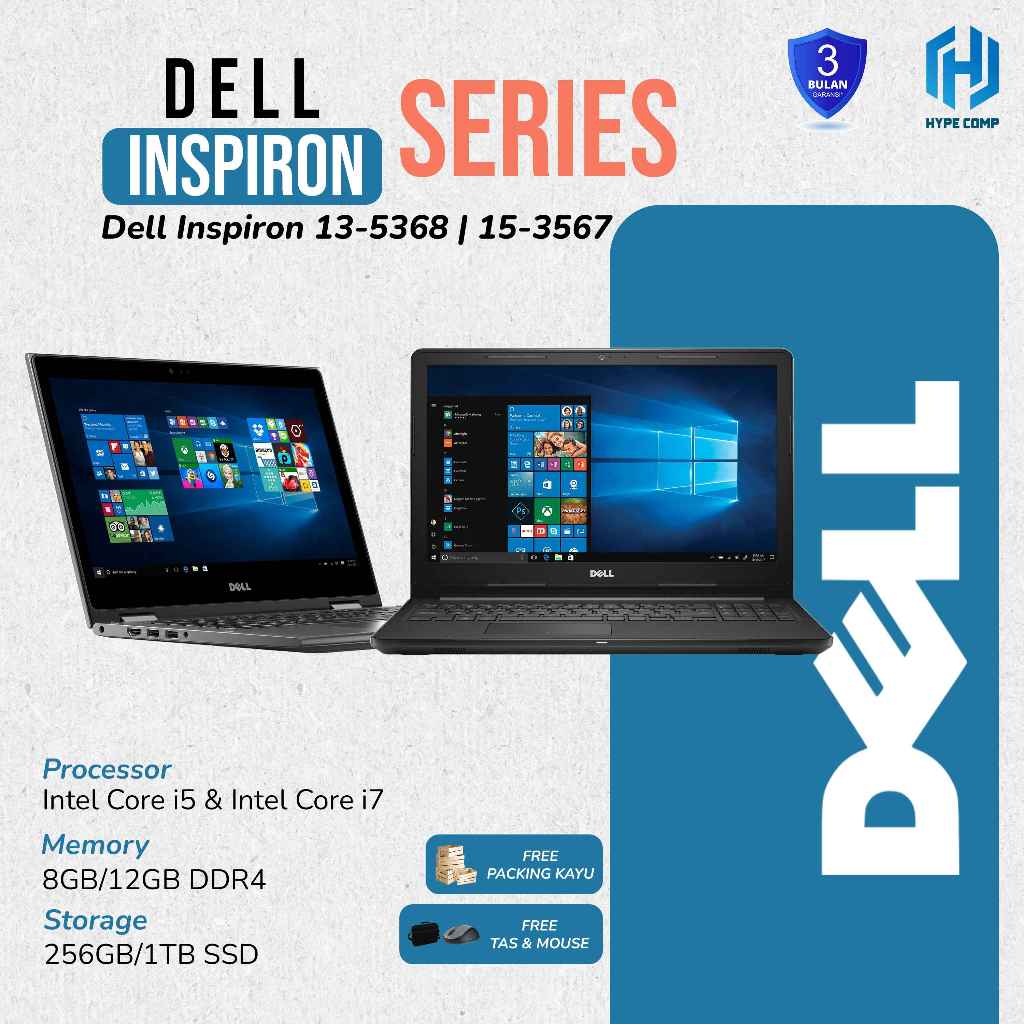 Laptop Dell Inspiron Series 13-5368 / 15-3567 Intel Core i5/i7 RAM 8GB/12GB SSD 256GB/512GB/1TB Mura