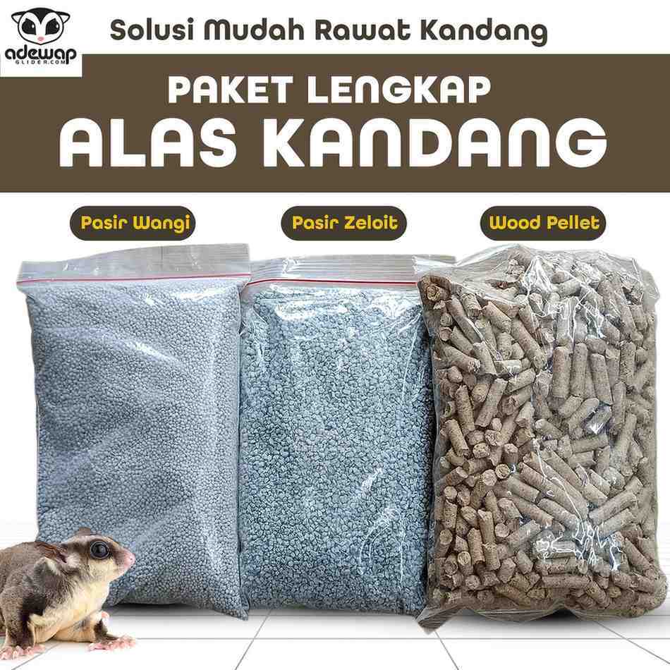 ADEWAP GLIDER Paket Alas Kandang Jeloit Pasir Gumpal Wood Pelet Alas Pup Sugar Glider