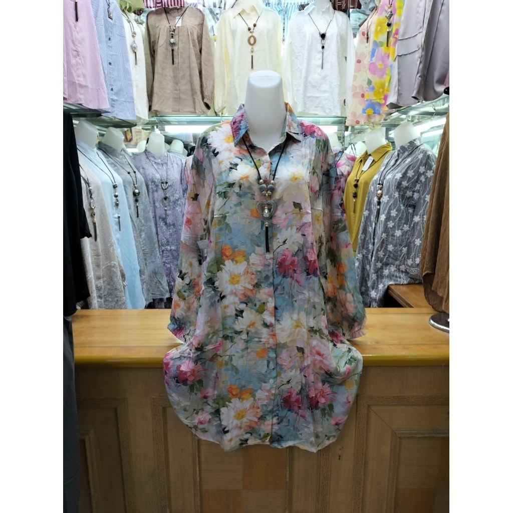 TUNIK JUMBO KATUN RAYON MOTIF BUNGA BUNGA T 209