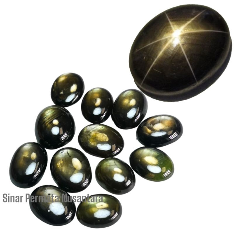 Natural batu mulia permata bangsing star sapphire Thailand golden black star NO heat size mini / NBM