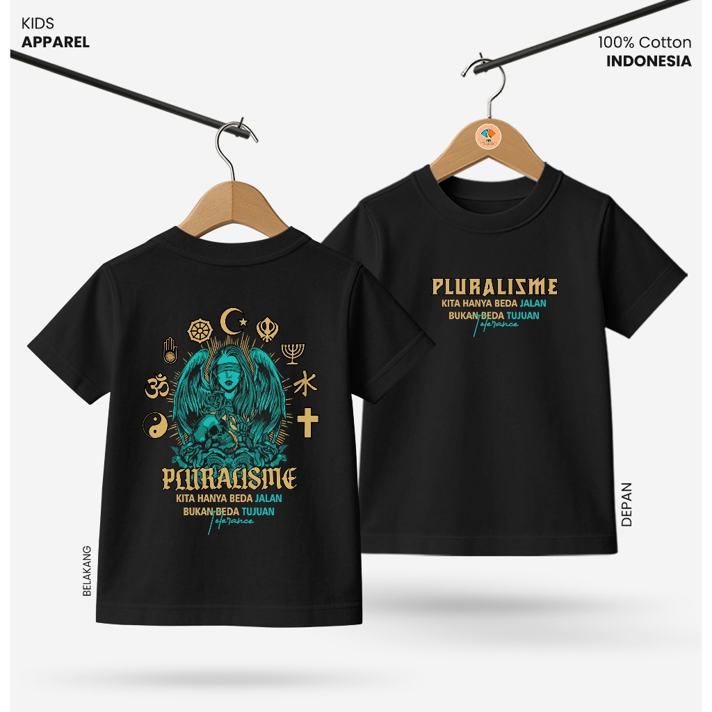 Baju Kaos Distro Anak Laki Laki Depan Belakang Keren Usia 3 - 10 Tahun - Kidswear Motif Pluralisme V