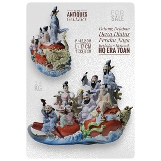 Patung Keramik Antik Delapan Dewa Diatas Perahu Naga