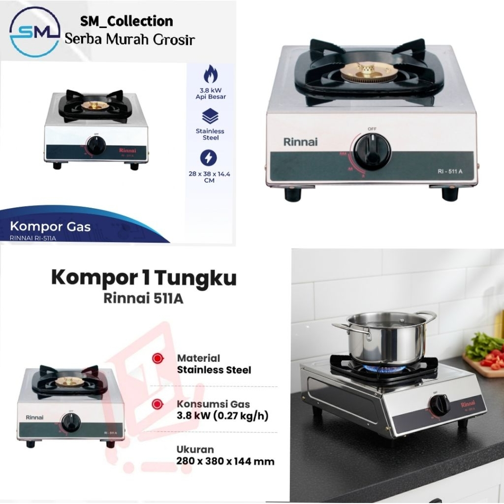 kompor 1 tungku/kompor minimalis/Rinnai 511A