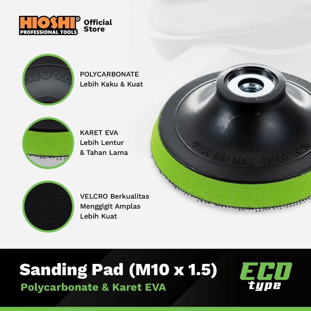 HIOSHI Sanding Pad 4 Inch Rubber Pad Velcro M10 Tatapan Amplas Bulat Mesin Gerinda 4"