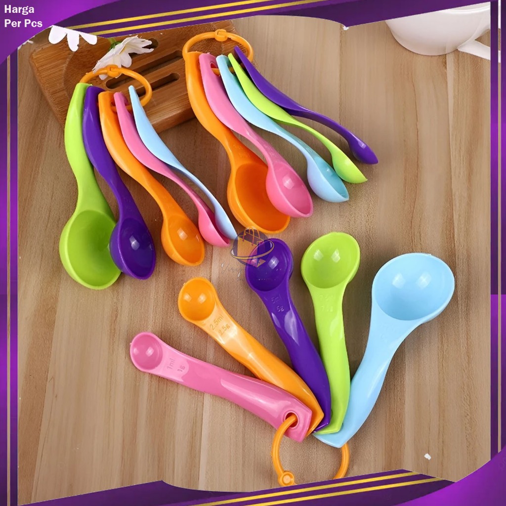 Set 5 in 1 Sendok Takaran Bumbu Kue Air Plastik Warna Warni Alat Ukur Dapur Premium