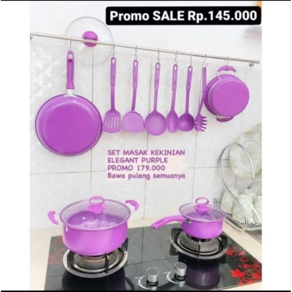 Serbaungu Panci Set Ungu BMW Teflon Panci Saucepan Spatula